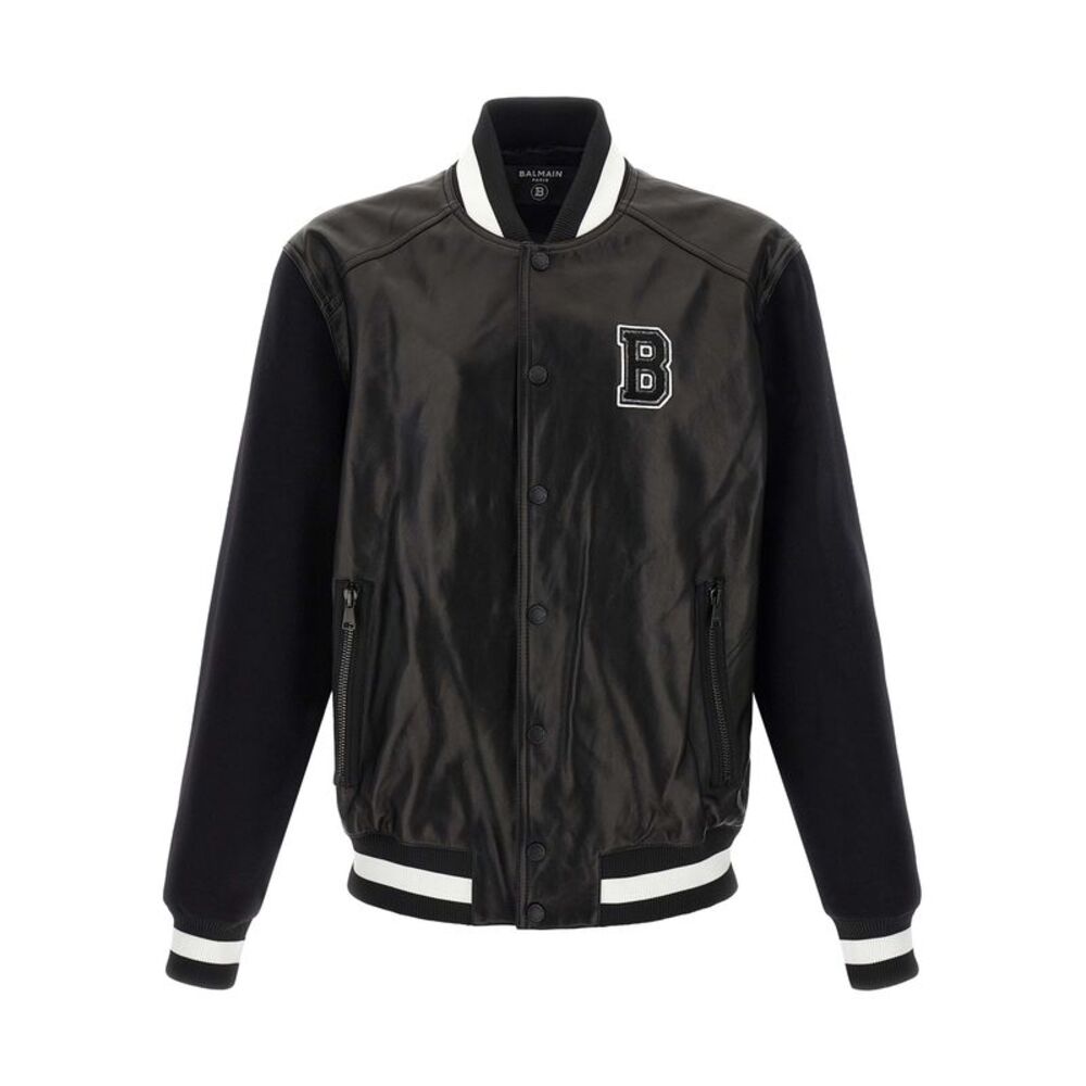 Balmain Bicolor Lamb Leather Leather Men's Jacket